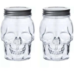 DURA LIVING Skull Mason Jar Mug Glass Set (2 Containers & 2 Lids) Halloween Décor, Drinking Glasses, Storage Containers Clear 16-Ounce-Set-Clear DURA LIVING Skull Mason Jar Mug Glass Set (2 Containers & 2 Lids) Halloween Décor, Drinking Glasses, Storage Containers Clear 16-Ounce-Set-Clear