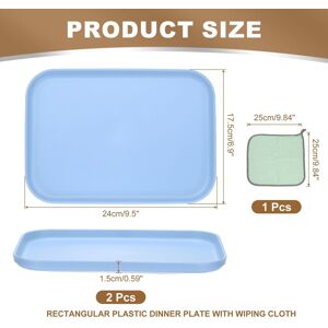 Unique Plastic Tray, Pack Rectangular Plates Food Tray Wheat Plates Dishes Reusable Dessert Plate Trays with Cloth Blue S(9.5 Unique Plastic Tray, Pack Rectangular Plates Food Tray Wheat Plates Dishes Reusable Dessert Plate Trays with Cloth Blue S(9.5