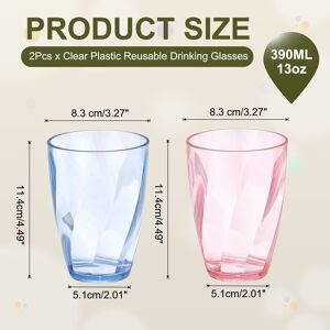 Unique Clear Plastic Reusable Drinking Glasses, Drinking Glasses Diagonal Texture Plastic Water Cup Unbreakable Stackable Blue,Pink 13oz Unique Clear Plastic Reusable Drinking Glasses, Drinking Glasses Diagonal Texture Plastic Water Cup Unbreakable Stackable Blue,Pink 13oz