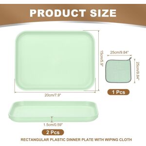 Unique Plastic Tray, Pack Rectangular Plates Food Tray Wheat Plates Dishes Reusable Dessert Plate Trays with Cloth Green XS(7.9 Unique Plastic Tray, Pack Rectangular Plates Food Tray Wheat Plates Dishes Reusable Dessert Plate Trays with Cloth Green XS(7.9