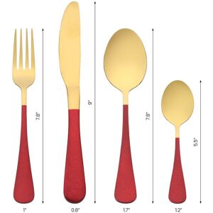 Unique 24 PCS Silverware Set, Stainless Steel Flatware Set with Supporting Shelf, Mirror Polished Cutlery Set, Serving Utensils Set Red 24 PCS Unique 24 PCS Silverware Set, Stainless Steel Flatware Set with Supporting Shelf, Mirror Polished Cutlery Set, Serving Utensils Set Red 24 PCS