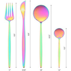 Unique 16 Pcs Silverware Set, Stainless Steel Flatware, Mirror Polished Cutlery Set, Serving Utensils Set for Dining Eating - 16 PCS Colorful 16 PCS Unique 16 Pcs Silverware Set, Stainless Steel Flatware, Mirror Polished Cutlery Set, Serving Utensils Set for Dining Eating - 16 PCS Colorful 16 PCS