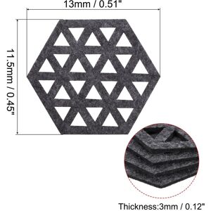 Unique Felt Coasters, Hexagonal Pad Coaster for Drink Cup Pot Bowl Vase Grey 0.1 In. L X 0.45 In. W X 0.1 In. H Unique Felt Coasters, Hexagonal Pad Coaster for Drink Cup Pot Bowl Vase Grey 0.1 In. L X 0.45 In. W X 0.1 In. H
