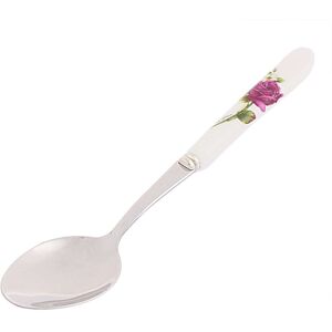Unique Rose Pattern Ceramic Handle Dinner Soup Serving Spoon Silver 0.1 In. L X 0.1 In. W X 0.1 In. H Unique Rose Pattern Ceramic Handle Dinner Soup Serving Spoon Silver 0.1 In. L X 0.1 In. W X 0.1 In. H
