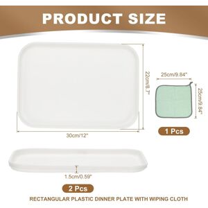 Unique Plastic Tray, Pack Rectangular Plates Food Tray Wheat Plates Dishes Reusable Dessert Plate Trays with Cloth White M(12 Unique Plastic Tray, Pack Rectangular Plates Food Tray Wheat Plates Dishes Reusable Dessert Plate Trays with Cloth White M(12