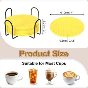 Unique Silicone Coasters with Holder, Round Coaster for Drink, Non-Slip Non-Stick Heat Resistant Place Mats Washable Yellow 8 Pcs Unique Silicone Coasters with Holder, Round Coaster for Drink, Non-Slip Non-Stick Heat Resistant Place Mats Washable Yellow 8 Pcs
