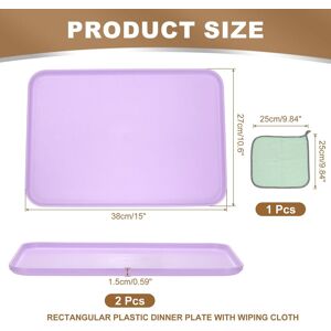 Unique Plastic Tray, Pack Rectangular Plates Food Tray Wheat Plates Dishes Reusable Dessert Plate Trays with Cloth Purple L(15 Unique Plastic Tray, Pack Rectangular Plates Food Tray Wheat Plates Dishes Reusable Dessert Plate Trays with Cloth Purple L(15