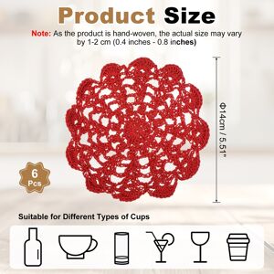 Unique Crocheted Cotton Doilies, Lace Doilies for Tables Cloth Lace Placemats Handmade Tray Doilies Round Cups Coasters Red 6Pcs Unique Crocheted Cotton Doilies, Lace Doilies for Tables Cloth Lace Placemats Handmade Tray Doilies Round Cups Coasters Red 6Pcs