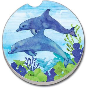 Counterart Absorbent Stoneware Car Coaster, Dolphin Duo, Set of 2 - 2.5 Multi 2.5 Counterart Absorbent Stoneware Car Coaster, Dolphin Duo, Set of 2 - 2.5 Multi 2.5