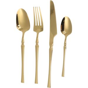Unique 1 Set Flatware Sets Dishwasher Safe Waist-Designed Cutlery Set Knife Fork Large Small Spoons 4-Piece Set 410 Stainless Steel Gold Tone 23x4x4cm Unique 1 Set Flatware Sets Dishwasher Safe Waist-Designed Cutlery Set Knife Fork Large Small Spoons 4-Piece Set 410 Stainless Steel Gold Tone 23x4x4cm