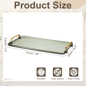 Unique Plastic Serving Tray with Golden Handle, Modern Rectangular Decorative Tray Acrylic Reusable Tea Platter Clear Green 16 Unique Plastic Serving Tray with Golden Handle, Modern Rectangular Decorative Tray Acrylic Reusable Tea Platter Clear Green 16