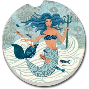 Counterart Absorbent Stoneware Car Coaster, Mermaid Island, Set of 2 - 2.5 Multi 2.5 Counterart Absorbent Stoneware Car Coaster, Mermaid Island, Set of 2 - 2.5 Multi 2.5