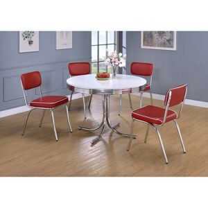 Coaster Retro 5-piece Round Dining Table Set White White/Red 5-Piece Sets Coaster Retro 5-piece Round Dining Table Set White White/Red 5-Piece Sets