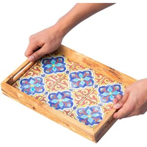 Kamsah Olive Wood Serving Tray with Ergonomic Handles (Alhambra Design) Brown 9.0 In. L X 13.0 In. W X 2.0 In. H Kamsah Olive Wood Serving Tray with Ergonomic Handles (Alhambra Design) Brown 9.0 In. L X 13.0 In. W X 2.0 In. H