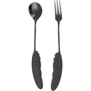 Unique 1 Set Flatware Sets Dishwasher Safe Feather-Designed Spoon Fork 2-Piece Set 304 Stainless Steel Silver Tone 16x3x3cm Black 0.01 In. L X 0.01 In. W X 0.01 In. H Unique 1 Set Flatware Sets Dishwasher Safe Feather-Designed Spoon Fork 2-Piece Set 304 Stainless Steel Silver Tone 16x3x3cm Black 0.01 In. L X 0.01 In. W X 0.01 In. H