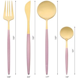Unique 4Pcs Flatware Set, Stainless Steel Silverware with Spoons and Forks Set, Serving Utensils Set for Kitchen Eating Tableware Pink 4Pcs Unique 4Pcs Flatware Set, Stainless Steel Silverware with Spoons and Forks Set, Serving Utensils Set for Kitchen Eating Tableware Pink 4Pcs