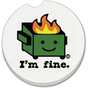 CounterArt I'm Fine 2 Pack Absorbent Stone Coaster for Vehicle Cup Holder 2.6” Diameter Manufactured in The USA Multi 2.5 In. L X 2.5 In. W X 1.0 In. D CounterArt I'm Fine 2 Pack Absorbent Stone Coaster for Vehicle Cup Holder 2.6” Diameter Manufactured in The USA Multi 2.5 In. L X 2.5 In. W X 1.0 In. D