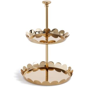 Zodax Lucente Polished Scalloped Metal Display & Serving Tray Gold Two-Tier Zodax Lucente Polished Scalloped Metal Display & Serving Tray Gold Two-Tier