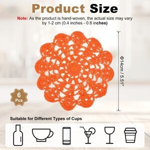 Unique Crocheted Cotton Doilies, Lace Doilies for Tables Cloth Lace Placemats Handmade Tray Doilies Round Cups Coasters Orange 6Pcs Unique Crocheted Cotton Doilies, Lace Doilies for Tables Cloth Lace Placemats Handmade Tray Doilies Round Cups Coasters Orange 6Pcs