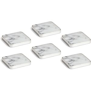 Zodax Roku Silver Border Marble Drink Coasters, Set of 6 White Marble 4.0 In. W X 4.0 In. D Zodax Roku Silver Border Marble Drink Coasters, Set of 6 White Marble 4.0 In. W X 4.0 In. D