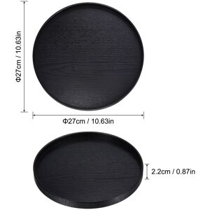 Unique Wood Serving Tray Round Decorative Platter Home Kitchen Table, Black 11 Inch Unique Wood Serving Tray Round Decorative Platter Home Kitchen Table, Black 11 Inch