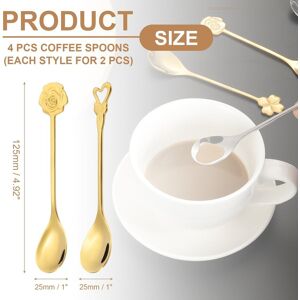 Unique Coffee Spoons, Heart/Rose Tea Spoons Stainless Steel, - 5inch Gold 5inch Unique Coffee Spoons, Heart/Rose Tea Spoons Stainless Steel, - 5inch Gold 5inch