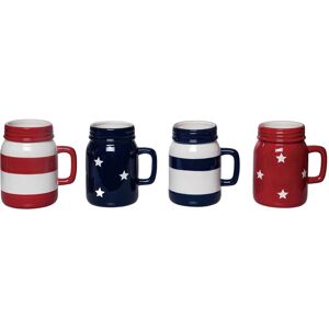 Transpac Ceramic Mason Jar Mug Stars and Stripes Set of 4 Multicolored for Patriotic Serving and Entertaining Red 13 oz. and up Transpac Ceramic Mason Jar Mug Stars and Stripes Set of 4 Multicolored for Patriotic Serving and Entertaining Red 13 oz. and up