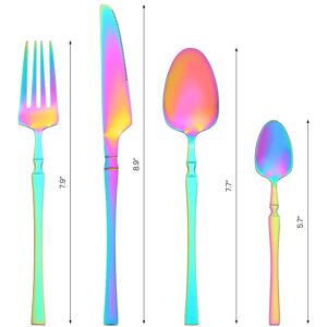 Unique 24 Pcs Silverware Set, Stainless Steel Serving Utensils Set, Mirror Polished Cutlery Set for Kitchen Eating Tableware - 24 PCS Colorful 24 PCS Unique 24 Pcs Silverware Set, Stainless Steel Serving Utensils Set, Mirror Polished Cutlery Set for Kitchen Eating Tableware - 24 PCS Colorful 24 PCS