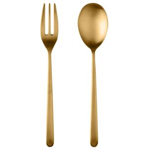 Mepra Stainless Steel w/PVD Titanium Coating Linea Ice Oro Serving Set (Fork and Spoon) Service for 1 Mepra Stainless Steel w/PVD Titanium Coating Linea Ice Oro Serving Set (Fork and Spoon) Service for 1