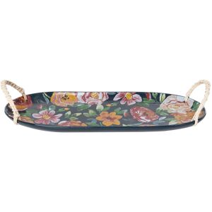 Transpac Ceramic 16.75 in. Serving Tray with Wicker Handles Multi 16.75 In. L X 5.75 In. W Transpac Ceramic 16.75 in. Serving Tray with Wicker Handles Multi 16.75 In. L X 5.75 In. W