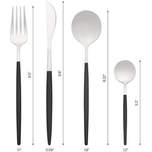 Unique 20 Pcs Silverware Set, Stainless Steel Flatware Set for 5, Mirror Polished Cutlery Set, Serving Utensils Set for Kitchen Black 20 PCS Unique 20 Pcs Silverware Set, Stainless Steel Flatware Set for 5, Mirror Polished Cutlery Set, Serving Utensils Set for Kitchen Black 20 PCS