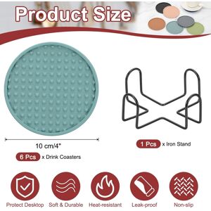 Unique Round Drink Coasters with Holder, Silicone Coaster for Drinks Non-Slip Cup Coaster Heat Resistant Glass Cushion Light Blue 0.01 In. W X 0.01 In. D Unique Round Drink Coasters with Holder, Silicone Coaster for Drinks Non-Slip Cup Coaster Heat Resistant Glass Cushion Light Blue 0.01 In. W X 0.01 In. D