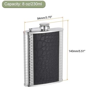 Unique 8oz Stainless Steel Leather Hip Flask for Camping Hiking Outdoor Activity, Black Black 0.1 In. L X 0.1 In. W X 0.1 In. H Unique 8oz Stainless Steel Leather Hip Flask for Camping Hiking Outdoor Activity, Black Black 0.1 In. L X 0.1 In. W X 0.1 In. H