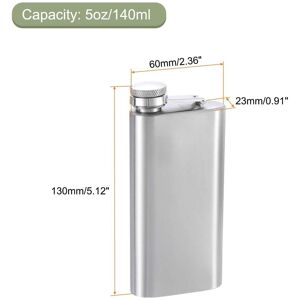 Unique 5oz/140ml Stainless Steel Hip Flask for Camping Outdoor Activity Silver 5oz/140ml Unique 5oz/140ml Stainless Steel Hip Flask for Camping Outdoor Activity Silver 5oz/140ml