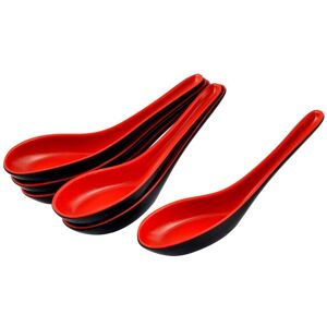 Unique Kitchen Restaurant Tableware Plastic Soup Porridge Rice Spoon Flatware 6 Pcs - Red, Black Red, Black Unique Kitchen Restaurant Tableware Plastic Soup Porridge Rice Spoon Flatware 6 Pcs - Red, Black Red, Black