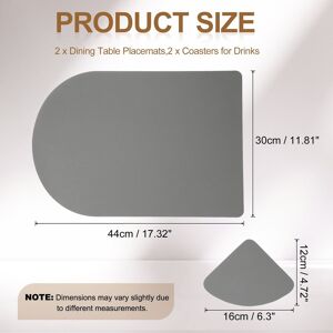 Unique Placemats Coasters Set, PU Leather Dual Sided Bread-shape Table Mats Coasters, Heat Resistant Dark Grey/Beige 0.01 In. L X 0.01 In. W Unique Placemats Coasters Set, PU Leather Dual Sided Bread-shape Table Mats Coasters, Heat Resistant Dark Grey/Beige 0.01 In. L X 0.01 In. W