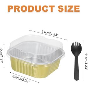 Unique Disposable Mini Cake Pans with Lids and Spoons Aluminum Foil Square Baking Cupcake Dessert Cups Tin - 10oz Gold 10oz Unique Disposable Mini Cake Pans with Lids and Spoons Aluminum Foil Square Baking Cupcake Dessert Cups Tin - 10oz Gold 10oz