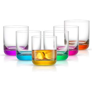 JoyJolt Hue Colored Double Old Fashion Whiskey Glass Tumbler - 10 oz - Set of 6 - 10 oz. Multi 10 oz. JoyJolt Hue Colored Double Old Fashion Whiskey Glass Tumbler - 10 oz - Set of 6 - 10 oz. Multi 10 oz.