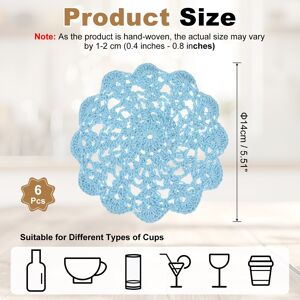 Unique Crocheted Cotton Doilies, Lace Doilies for Tables Cloth Lace Placemats Handmade Tray Doilies Round Cups Coasters Light Blue 6Pcs Unique Crocheted Cotton Doilies, Lace Doilies for Tables Cloth Lace Placemats Handmade Tray Doilies Round Cups Coasters Light Blue 6Pcs