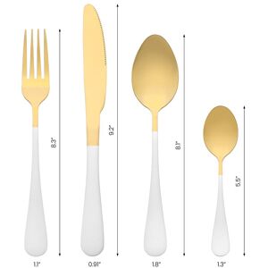Unique 4 Pcs Flatware Set, Stainless Steel Silverware with Knife, Cutlery Set, Serving Utensils Set for Kitchen Eating Tableware White 4 PCS Unique 4 Pcs Flatware Set, Stainless Steel Silverware with Knife, Cutlery Set, Serving Utensils Set for Kitchen Eating Tableware White 4 PCS