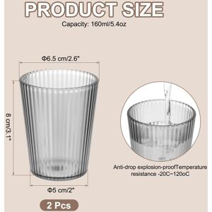 Unique Clear Acrylic Drinking Glasses, Stripe Texture Water Cup Gray 2Pcs, 5.4oz Unique Clear Acrylic Drinking Glasses, Stripe Texture Water Cup Gray 2Pcs, 5.4oz