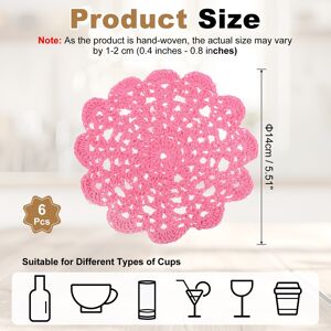 Unique Crocheted Cotton Doilies, Lace Doilies for Tables Cloth Lace Placemats Handmade Tray Doilies Round Cups Coasters Dark Pink 6Pcs Unique Crocheted Cotton Doilies, Lace Doilies for Tables Cloth Lace Placemats Handmade Tray Doilies Round Cups Coasters Dark Pink 6Pcs