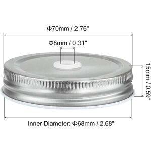Unique 30Pcs 70mm Tinplate Mason Jar Lids Regular Mouth with Straw Hole Silver Unique 30Pcs 70mm Tinplate Mason Jar Lids Regular Mouth with Straw Hole Silver