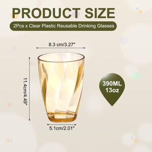 Unique Clear Plastic Reusable Drinking Glasses, Drinking Glasses Diagonal Texture Plastic Water Cup Unbreakable Stackable Amber 13oz Unique Clear Plastic Reusable Drinking Glasses, Drinking Glasses Diagonal Texture Plastic Water Cup Unbreakable Stackable Amber 13oz