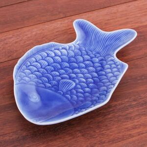 Novica Handmade Mae Ping Fish In Blue Celadon Ceramic Serving Plate Blue 6.75 In. L X 10.25 In. W X 1.3 In. H Novica Handmade Mae Ping Fish In Blue Celadon Ceramic Serving Plate Blue 6.75 In. L X 10.25 In. W X 1.3 In. H