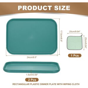 Unique Plastic Tray, Pack Rectangular Plates Food Tray Wheat Plates Dishes Reusable Dessert Plate Trays with Cloth Dark Green S(9.5 Unique Plastic Tray, Pack Rectangular Plates Food Tray Wheat Plates Dishes Reusable Dessert Plate Trays with Cloth Dark Green S(9.5