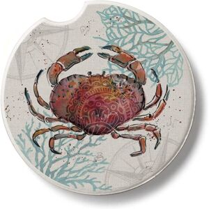 CounterArt Absorbent Stoneware Car Coaster, Ocean Finds Crab, Set of 2 Multi 2.5 In. L X 2.5 In. W X 0.2 In. H CounterArt Absorbent Stoneware Car Coaster, Ocean Finds Crab, Set of 2 Multi 2.5 In. L X 2.5 In. W X 0.2 In. H
