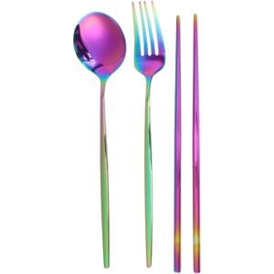 Unique 1 Set Flatware Sets Dishwasher Safe Fork Spoon Chopsticks 3-Piece Set 410 Stainless Steel Silver Tone 23.7x6x6cm Multicolor 0.01 In. L X 0.01 In. W X 0.01 In. H Unique 1 Set Flatware Sets Dishwasher Safe Fork Spoon Chopsticks 3-Piece Set 410 Stainless Steel Silver Tone 23.7x6x6cm Multicolor 0.01 In. L X 0.01 In. W X 0.01 In. H