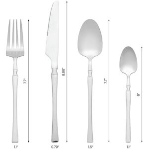 Unique 4 Pcs Stainless Steel Silverware Set with Spoons and Forks Set, Mirror Polished Cutlery Set, Serving Utensils Set for Kitchen Silver 4Pcs Unique 4 Pcs Stainless Steel Silverware Set with Spoons and Forks Set, Mirror Polished Cutlery Set, Serving Utensils Set for Kitchen Silver 4Pcs