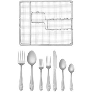 Pfaltzgraff Mirage Frost 42-Piece Flatware with Caddy Stainless Steel Service for 4 Pfaltzgraff Mirage Frost 42-Piece Flatware with Caddy Stainless Steel Service for 4